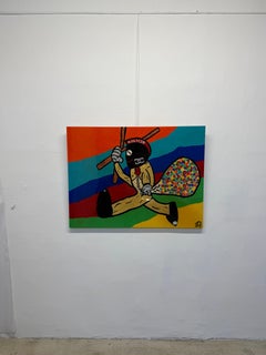 Modern Pop Art Resin Over Acrylic on Canvas Painting - Signed NB