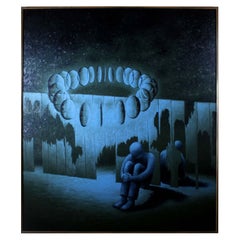 Peinture à l'acrylique sur toile « Pop Surrealism » en hommage à Kostabi, signée Blish