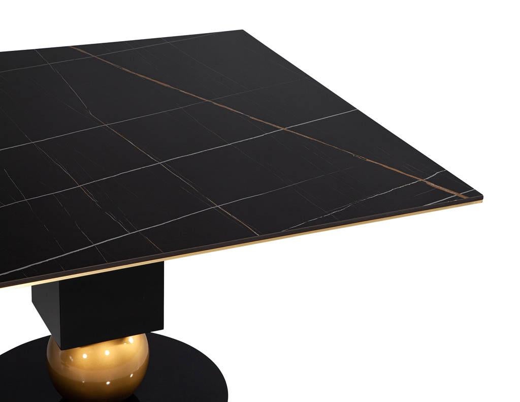 Modern Porcelain Dining Table with Brass Accents For Sale 8