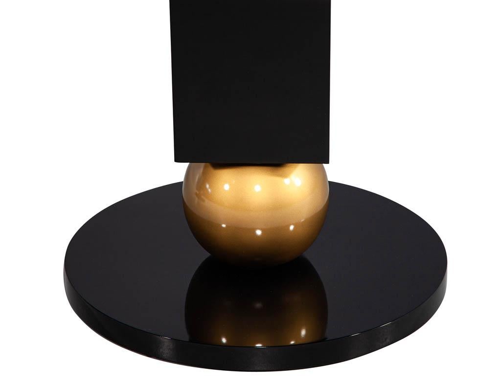 Contemporary Modern Porcelain Dining Table with Brass Accents For Sale