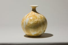 Modern Porcelain VASE with white-yellow crystalline-glaze