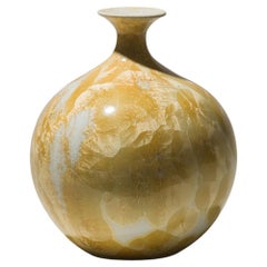 Modern Porcelain VASE with white-yellow crystalline-glaze
