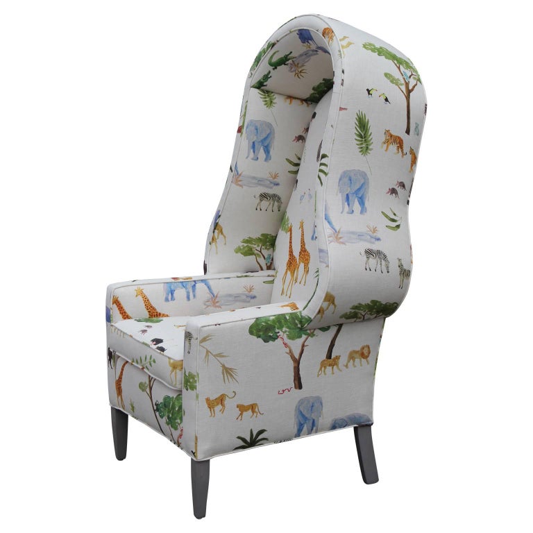 Mid-20th Century Modern Porter's Chair in the Style of Baker Furniture in Safari Animal Print For Sale