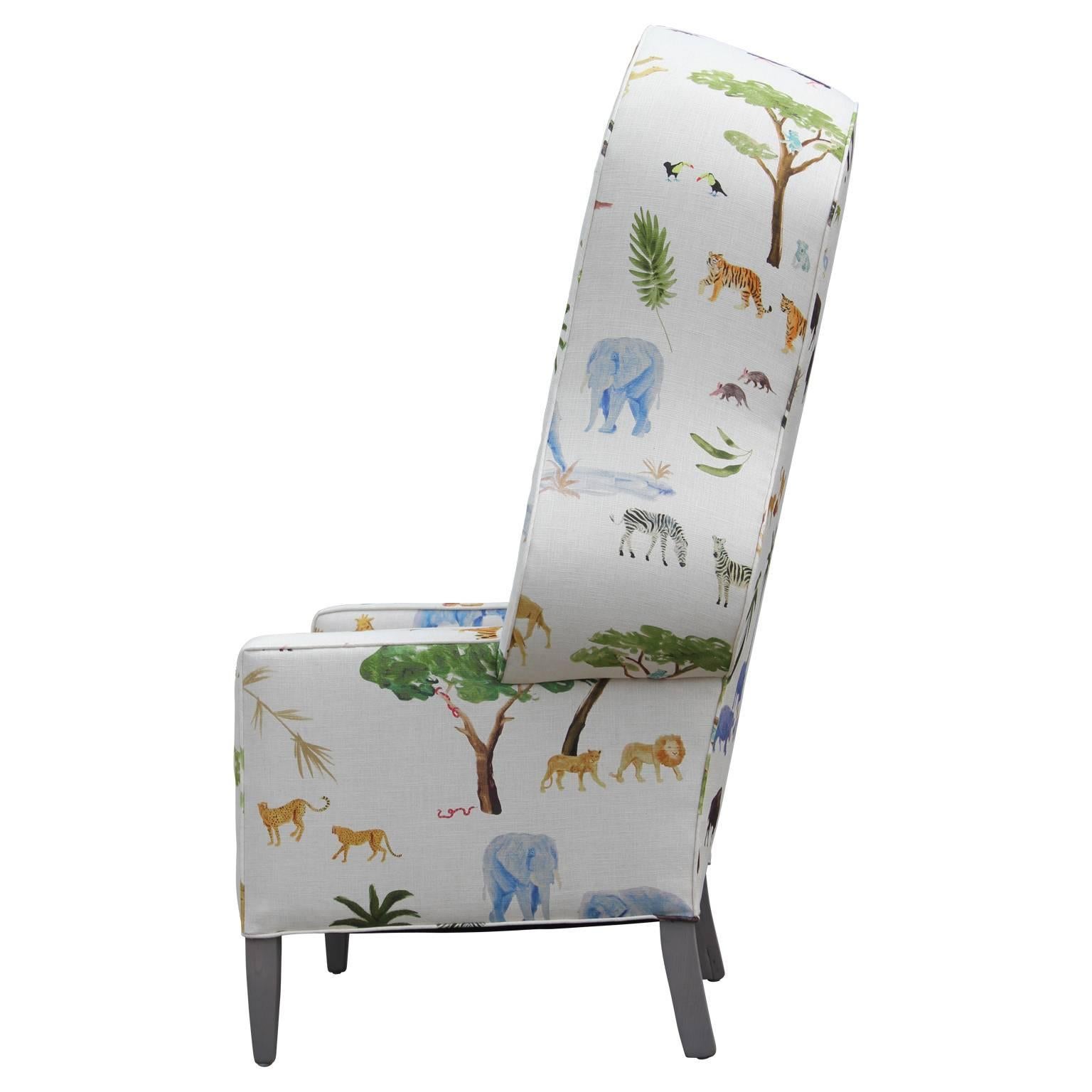 Mid-20th Century Modern Porter's Chair in the Style of Baker Furniture in Safari Animal Print