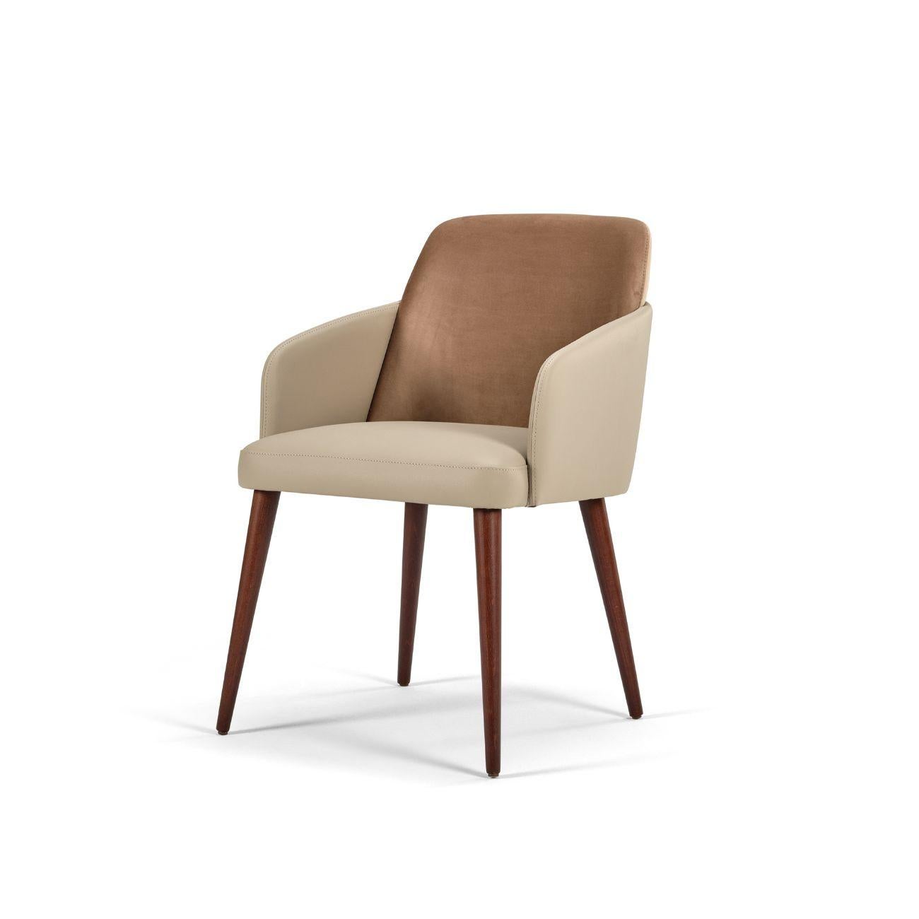 Moderne Modern Porto Dining Chair in Velvet and Eco-Leather Upholstery en vente