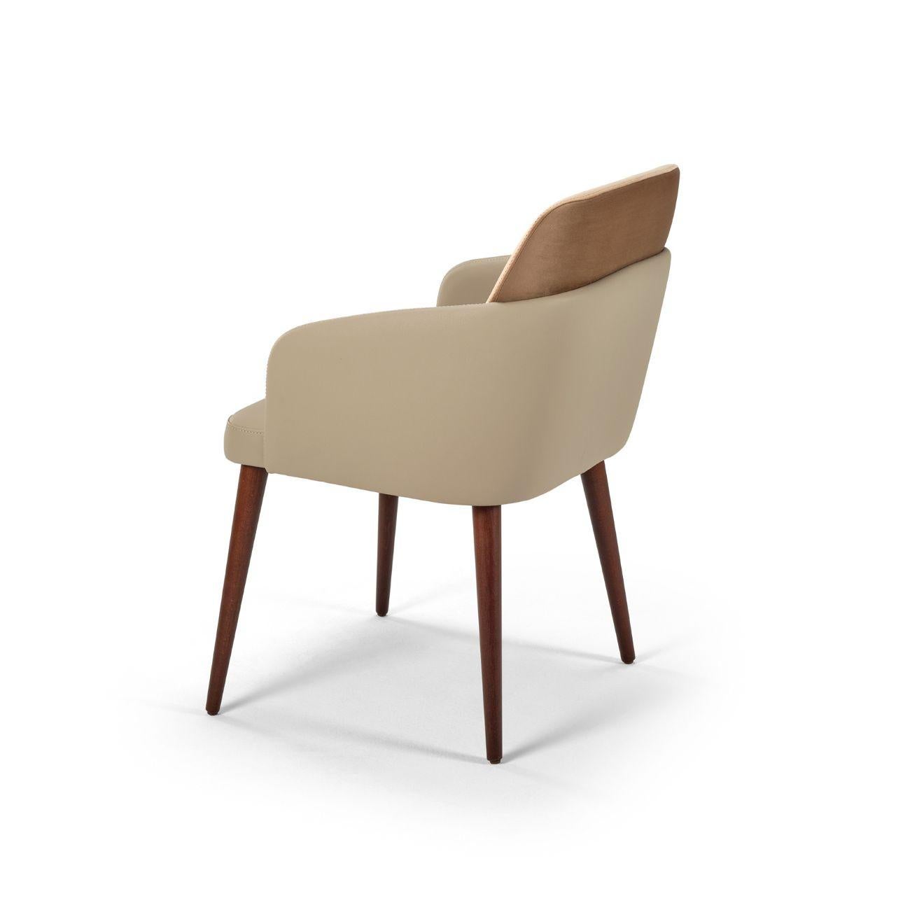 Portugais Modern Porto Dining Chair in Velvet and Eco-Leather Upholstery en vente