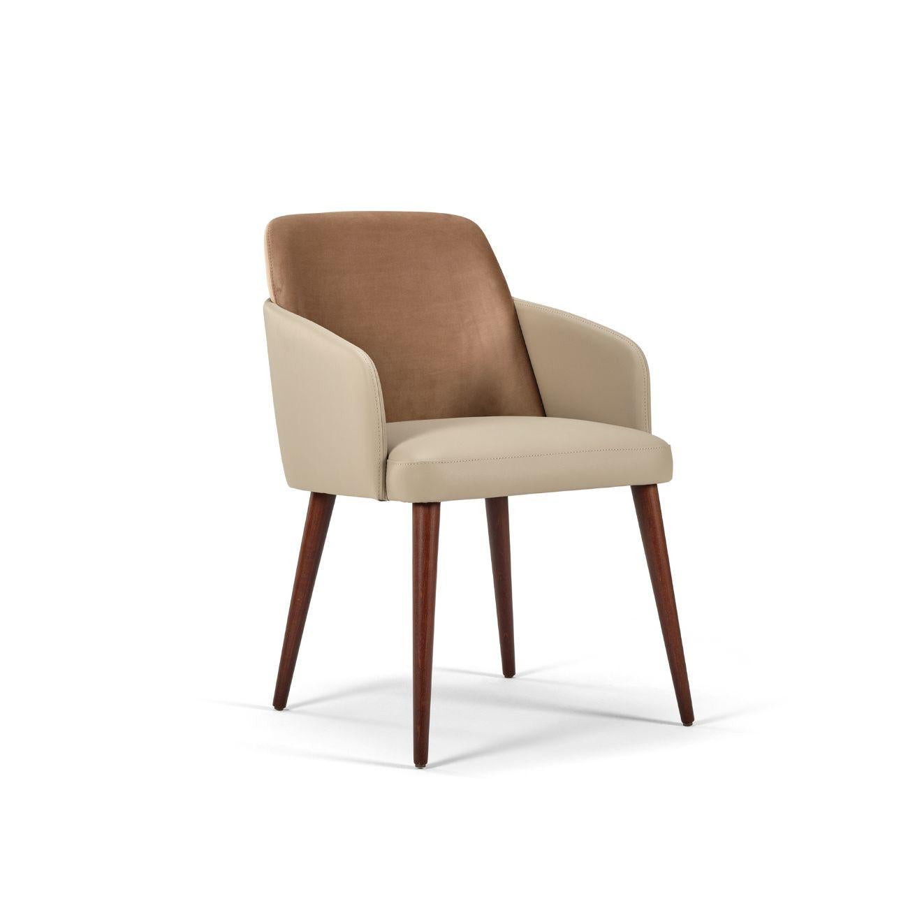 Modern Porto Dining Chair in Velvet and Eco-Leather Upholstery en vente 1