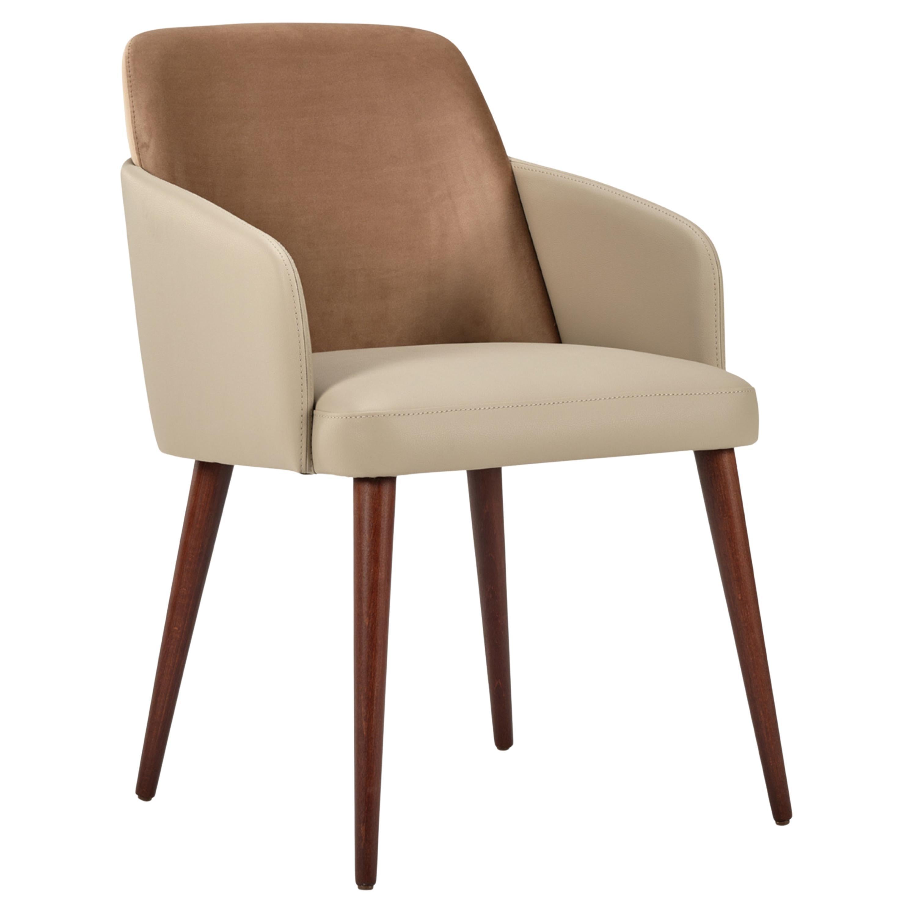 Modern Porto Dining Chair in Velvet and Eco-Leather Upholstery