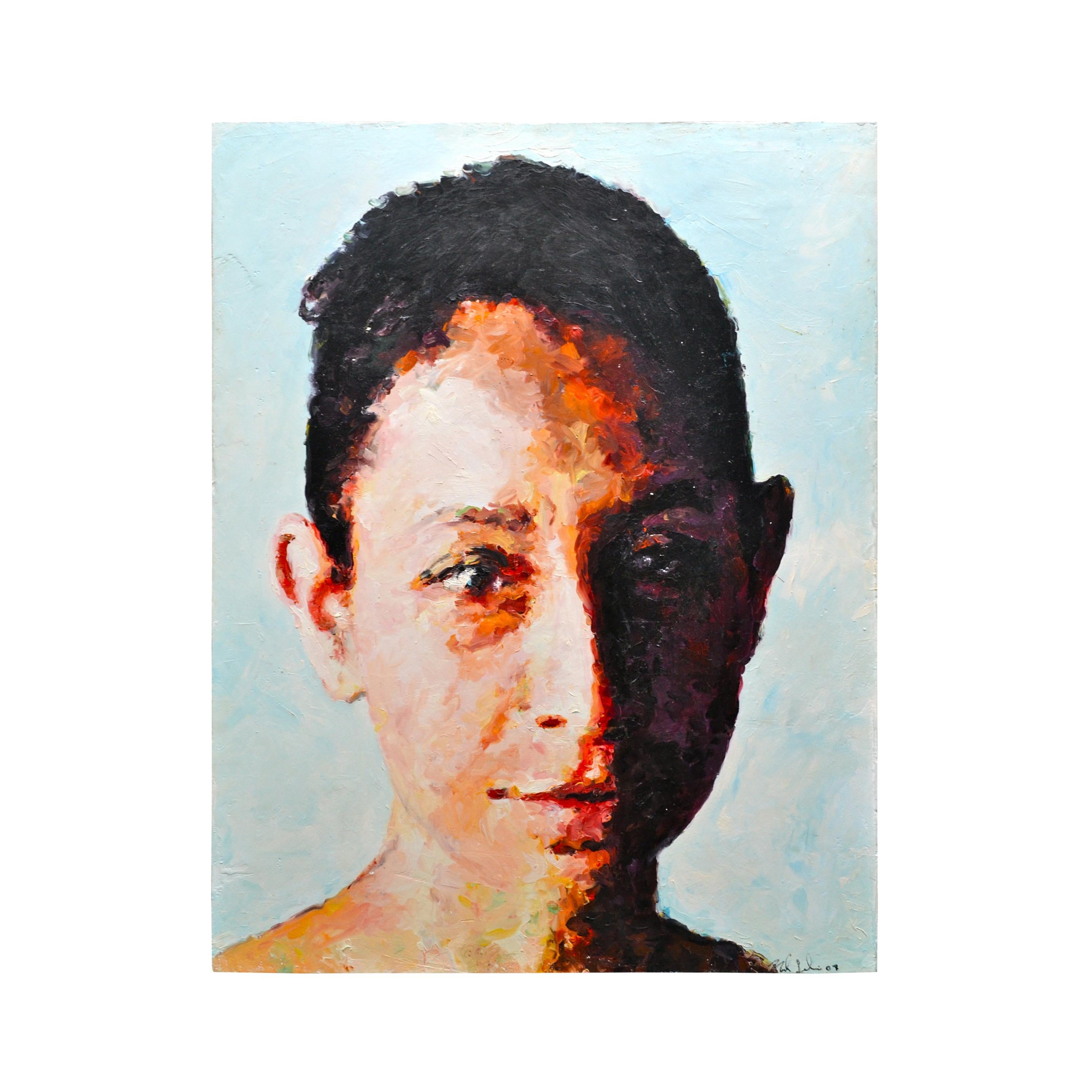 Modern "Chiaro Scuro" Portrait of a Woman Titled Chilanga #1 by Mark Gaskin For Sale