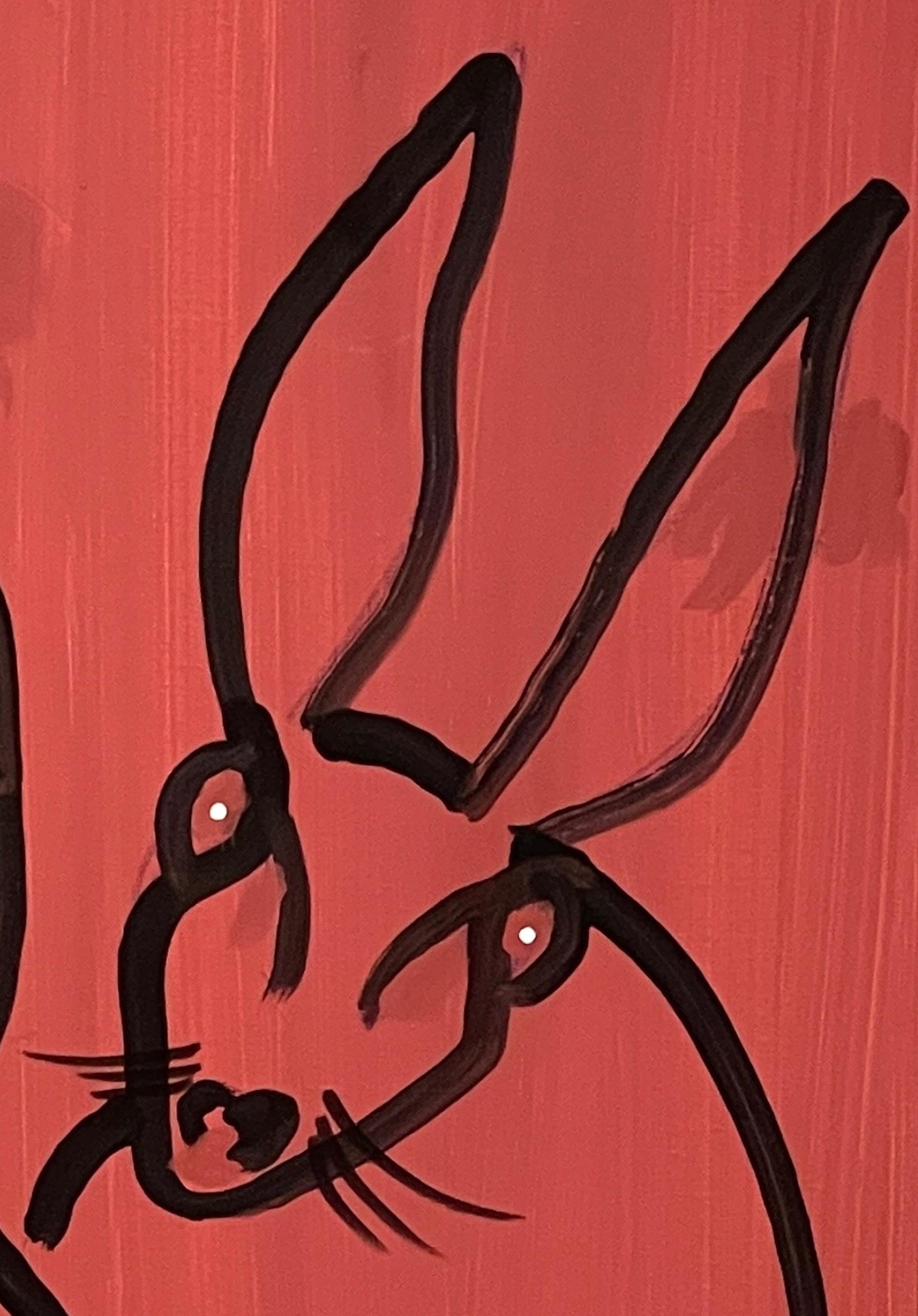 American Modern Portrait of Three Rabbits, in the Style of Hunt Slonem For Sale