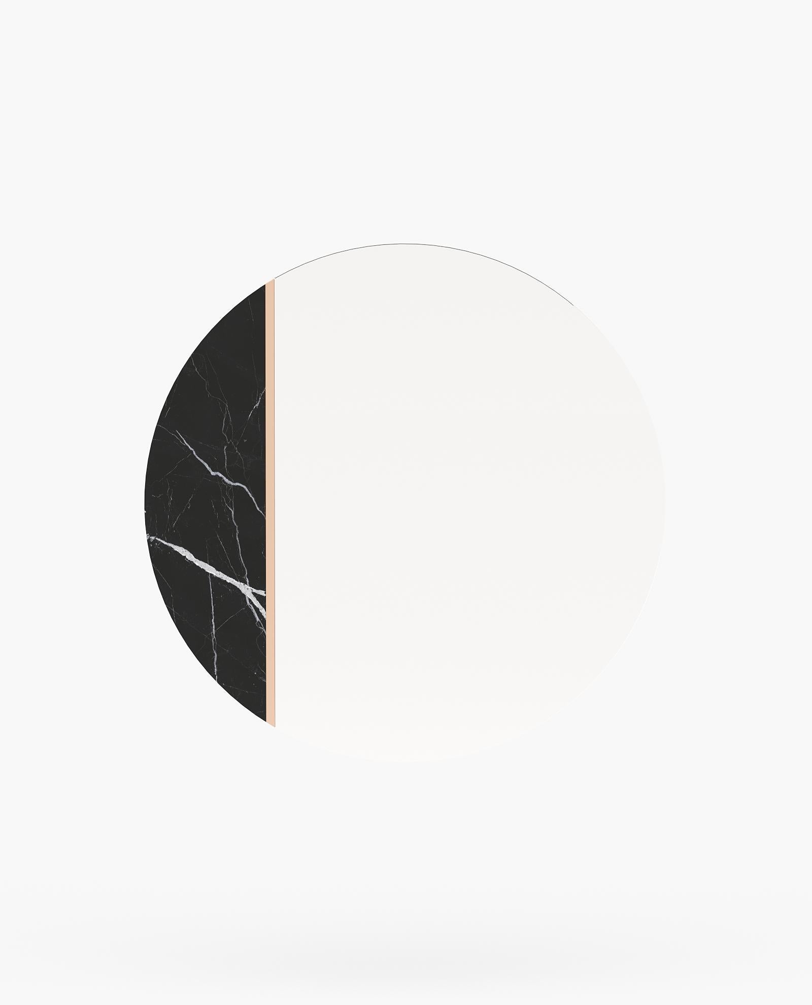 Modern Circular mirror with white marble and metallic details by Laskasas For Sale