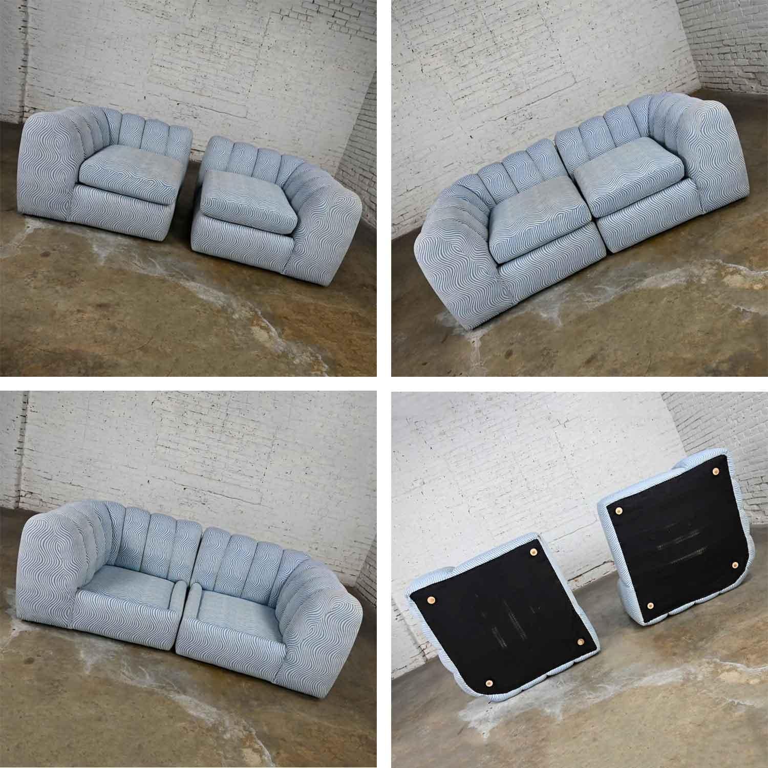 Modern Postmodern Channeled Sectional Loveseat Lounge Chairs Style Jay Spectre For Sale 9