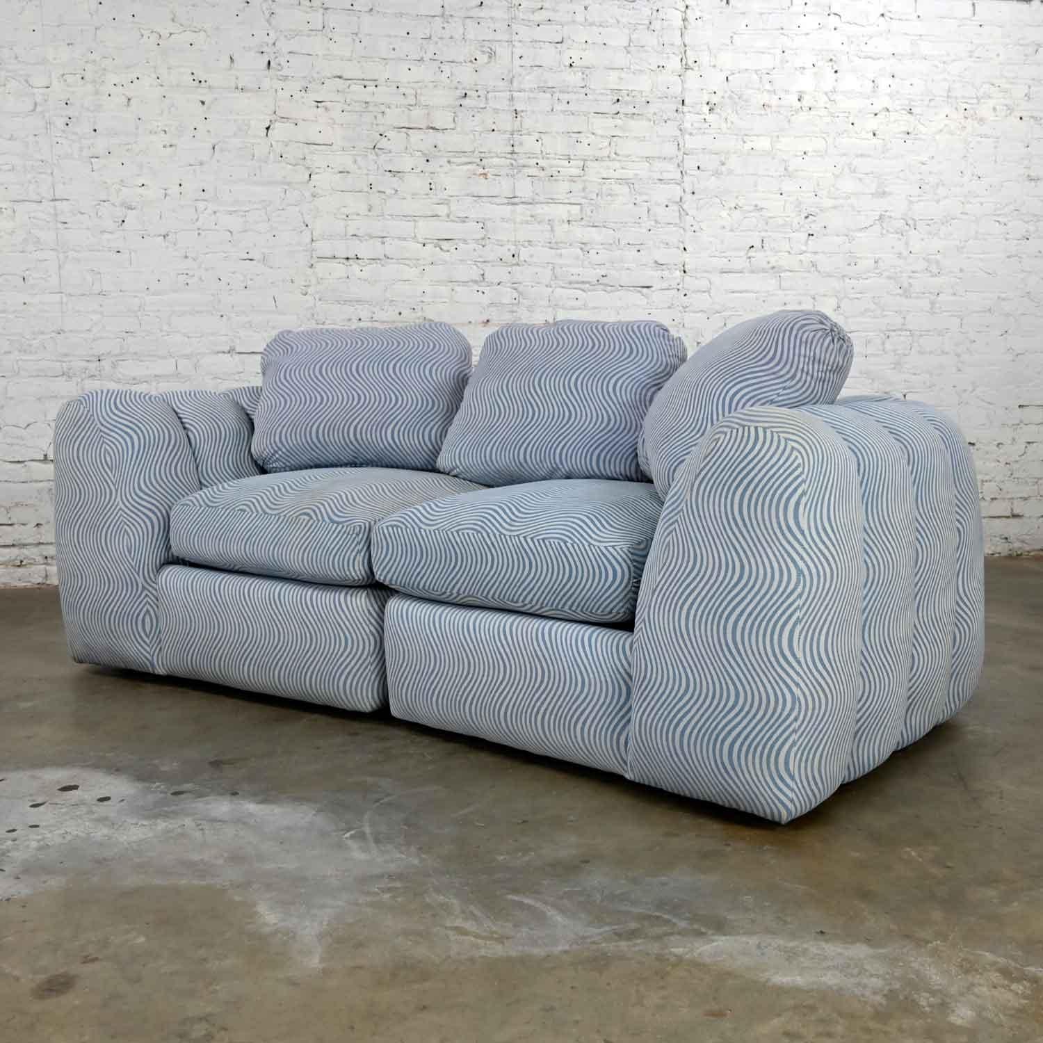 Post-Modern Modern Postmodern Channeled Sectional Loveseat Lounge Chairs Style Jay Spectre For Sale
