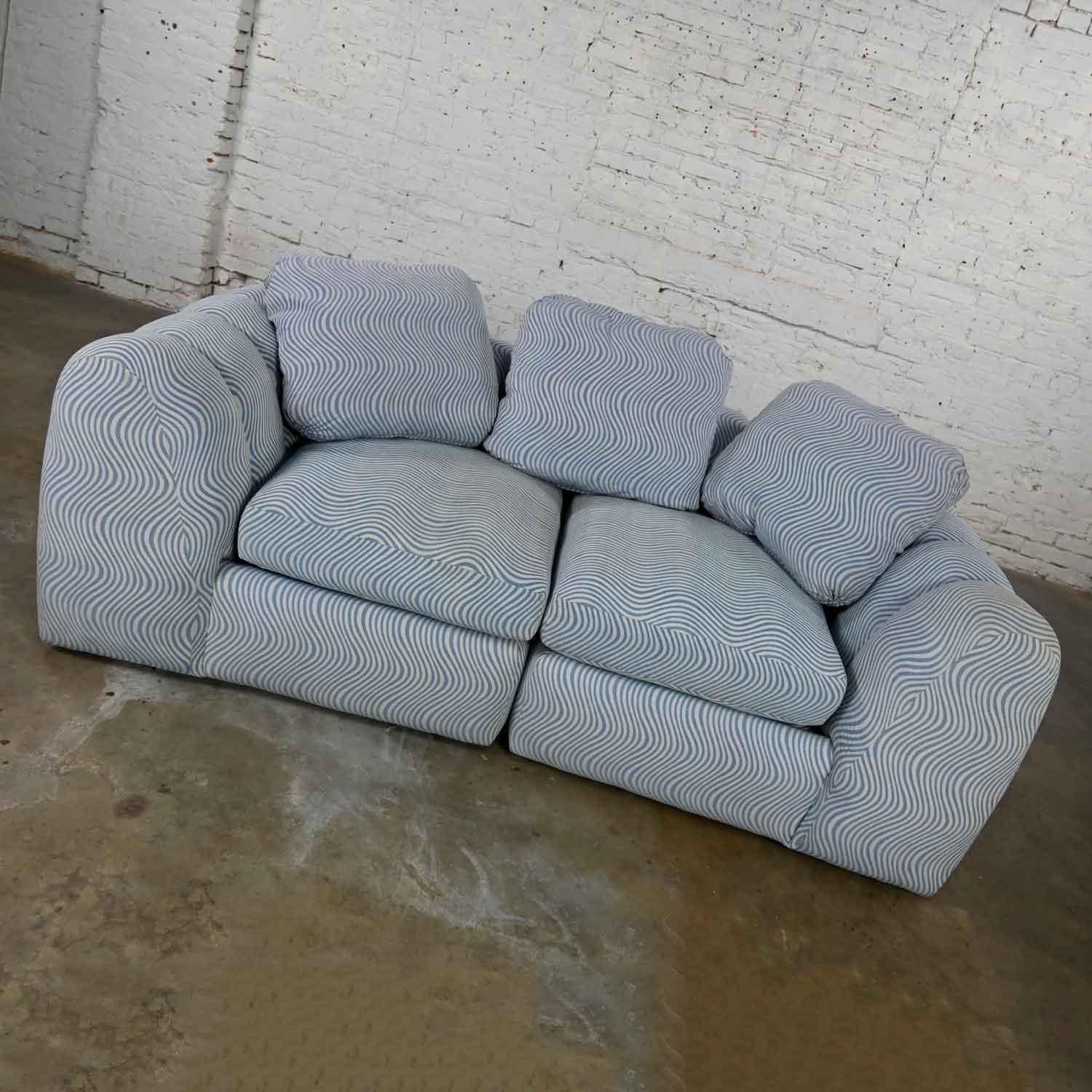 Unknown Modern Postmodern Channeled Sectional Loveseat Lounge Chairs Style Jay Spectre For Sale
