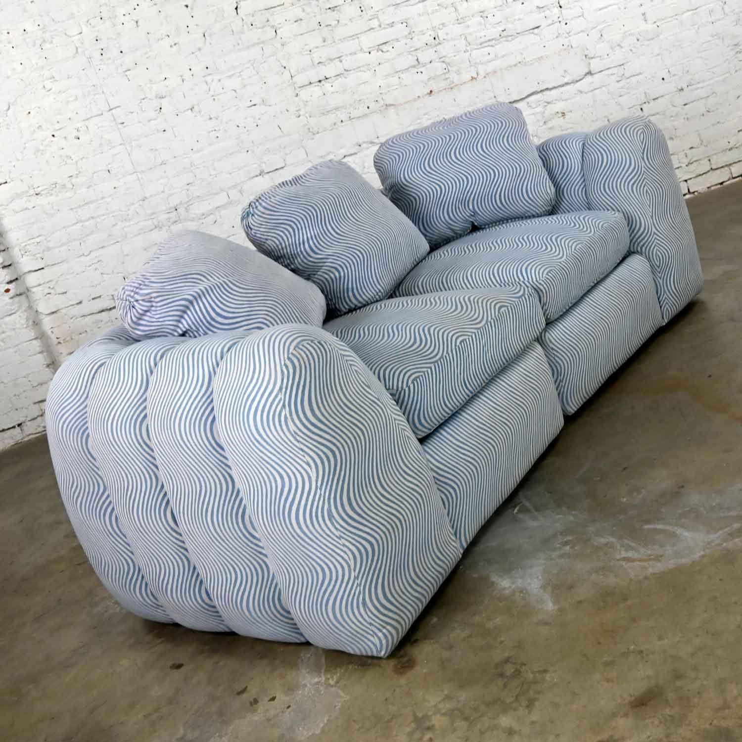 Modern Postmodern Channeled Sectional Loveseat Lounge Chairs Style Jay Spectre In Good Condition For Sale In Topeka, KS