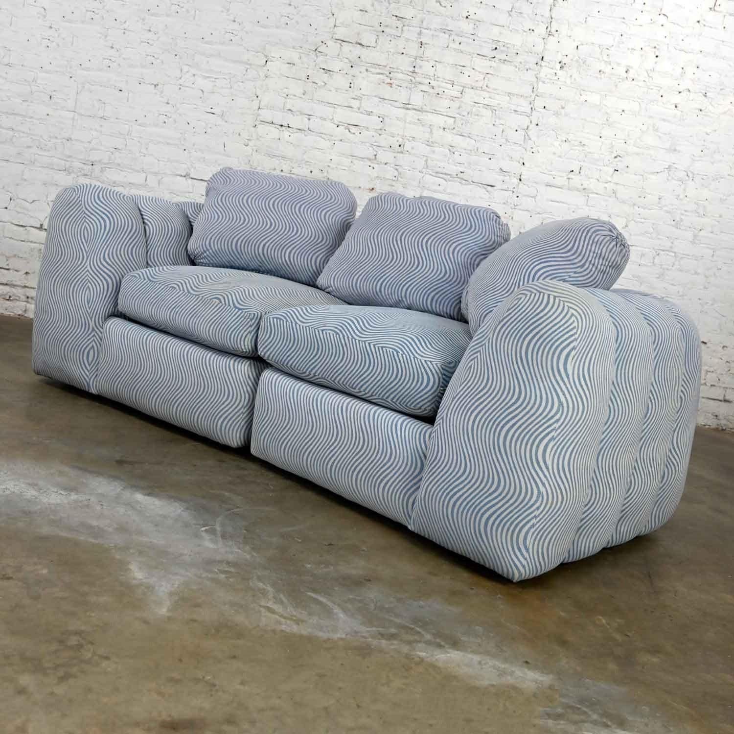 20th Century Modern Postmodern Channeled Sectional Loveseat Lounge Chairs Style Jay Spectre For Sale