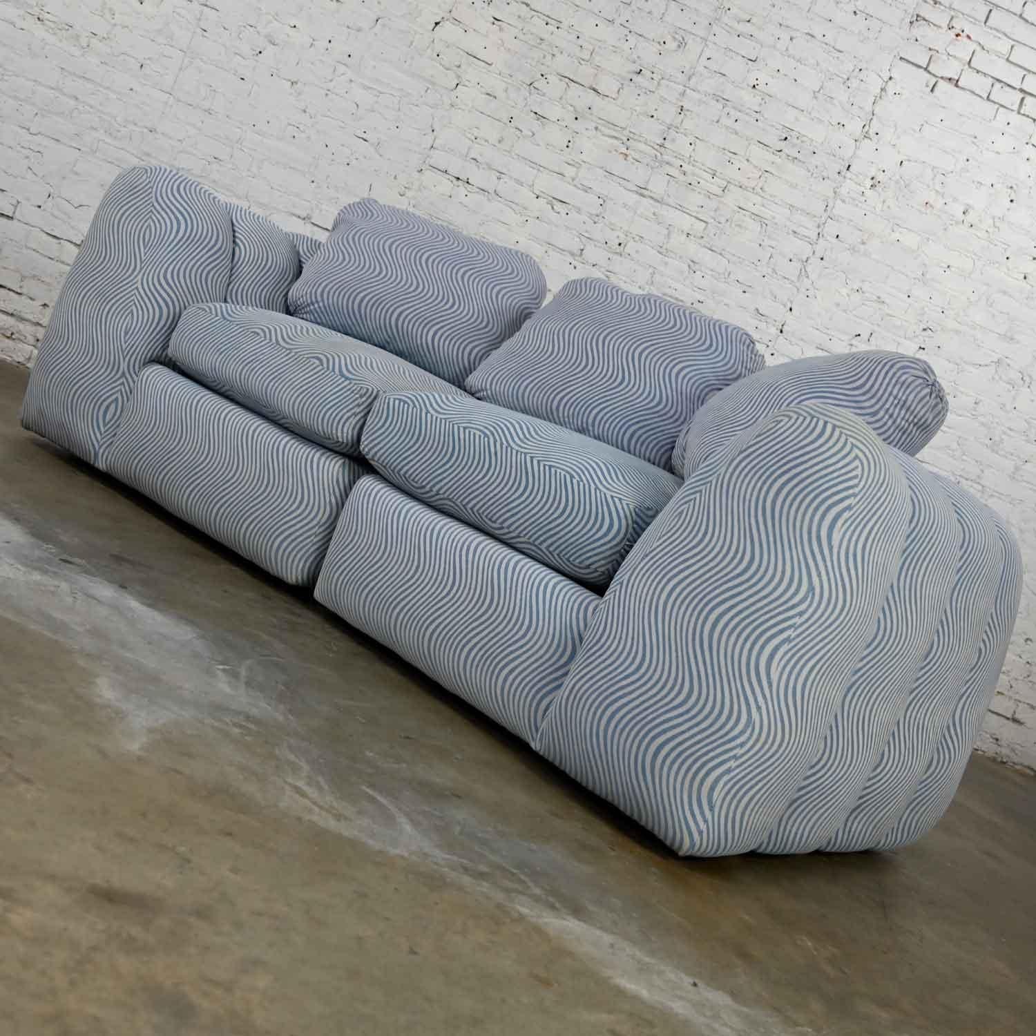 Fabric Modern Postmodern Channeled Sectional Loveseat Lounge Chairs Style Jay Spectre For Sale
