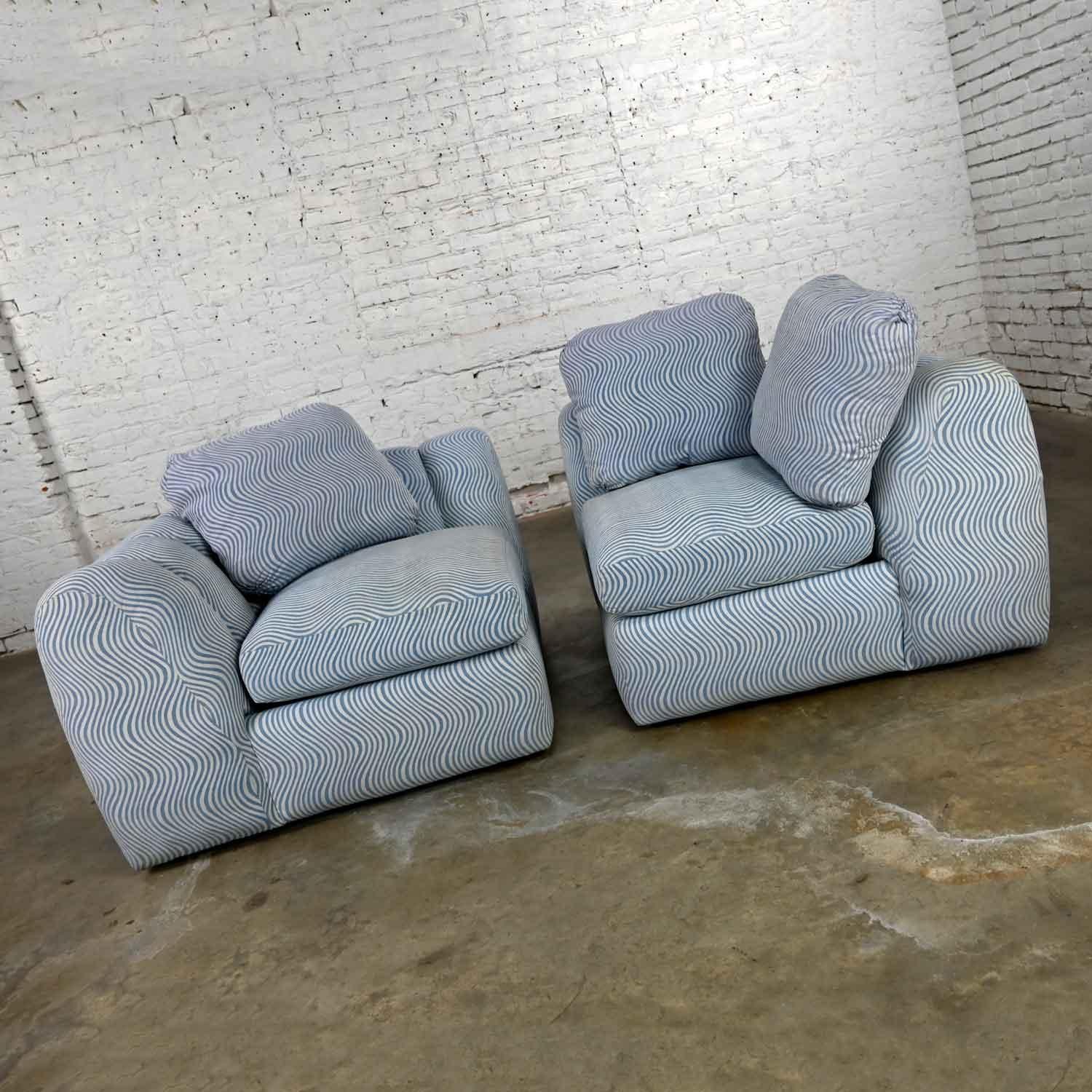 Modern Postmodern Channeled Sectional Loveseat Lounge Chairs Style Jay Spectre For Sale 2