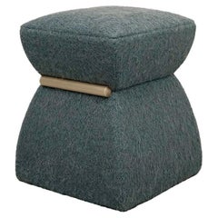 Modern Pouf 'Cusi' in Green Mohair