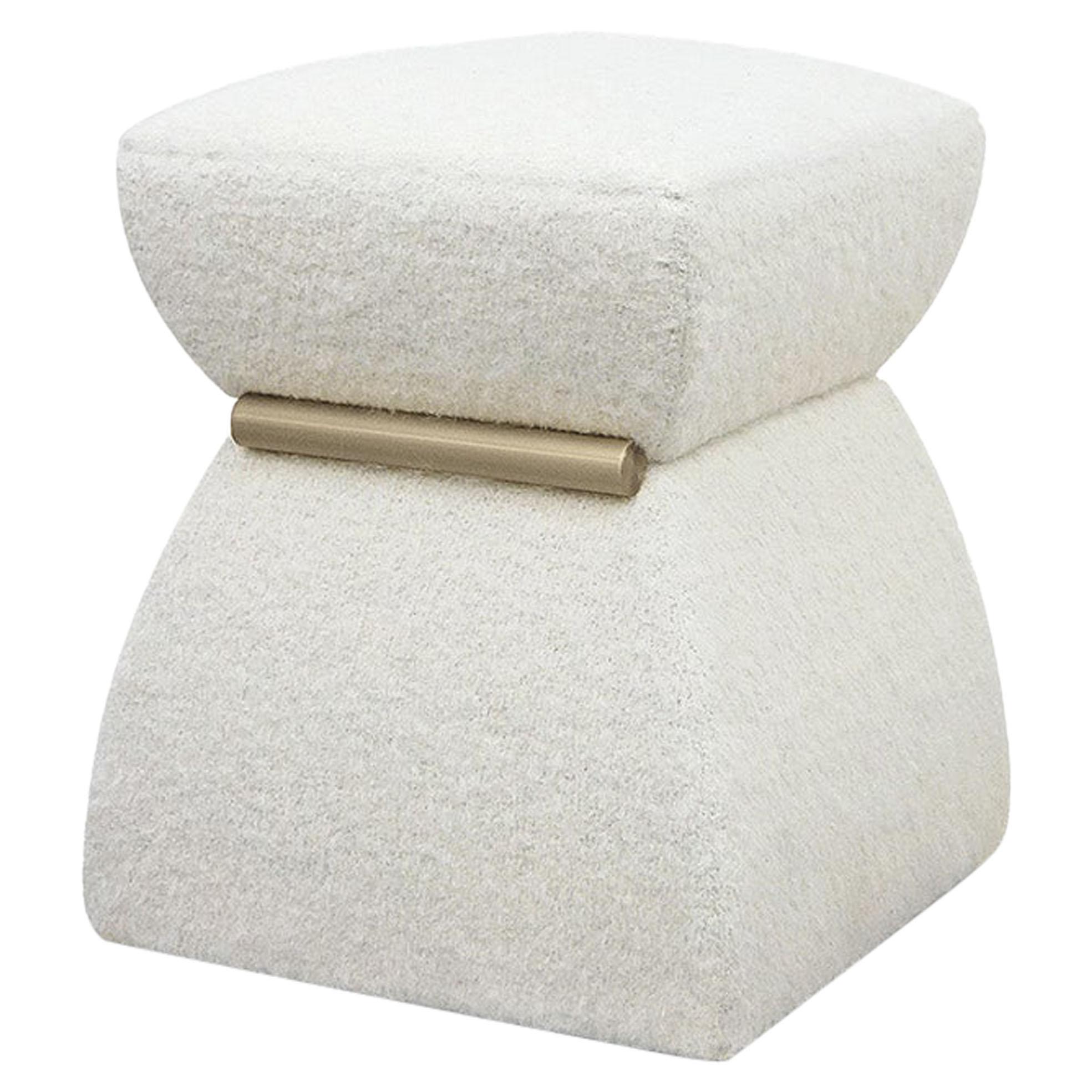 Modern Pouf 'Cusi' in White Mohair at 1stDibs