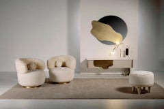 Modern Pouf Ottoman Dedar Chenille Wool Handmade in Portugal by Greenapple
