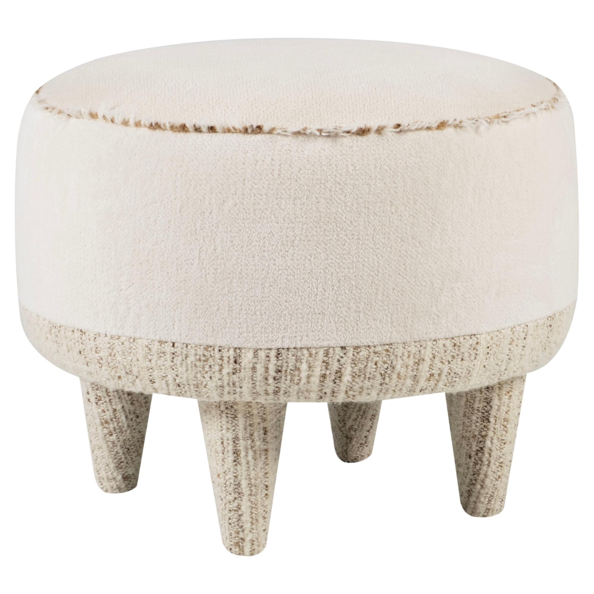 Modern Pouf Ottoman Dedar Chenille Wool Handmade in Portugal by Greenapple