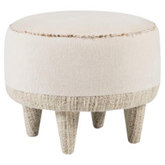 Modern Pouf Ottoman Dedar Chenille Wool Handmade in Portugal by Greenapple
