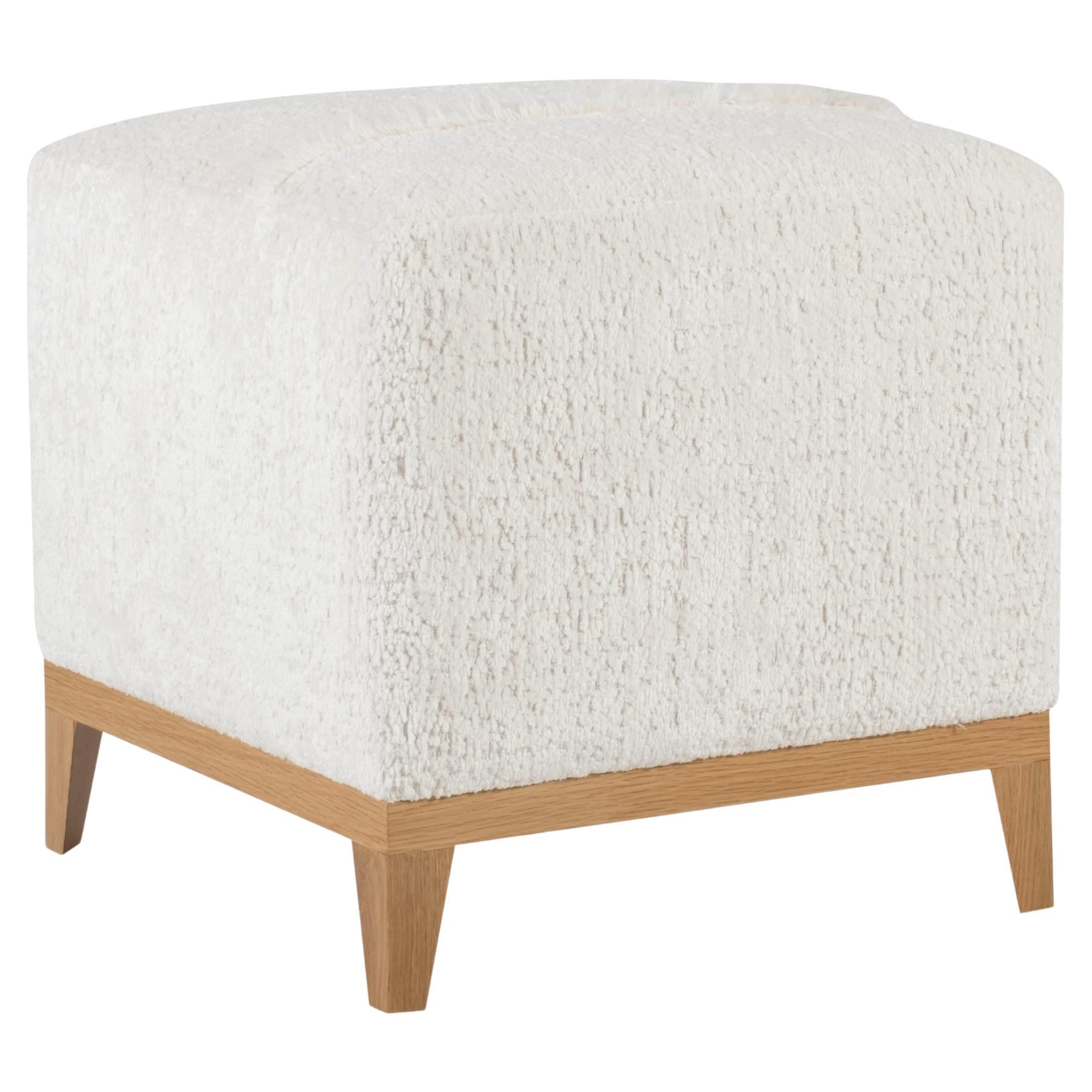 Modern Pouf Ottoman Holly Hunt Bouclé Handmade in Portugal by Greenapple
