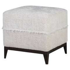 Modern Pouf Ottoman, Holly Hunt Bouclé, Handmade in Portugal by Greenapple