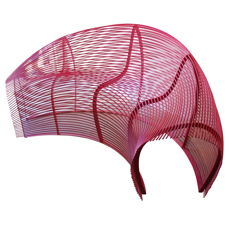 Modern Powder Coat Hot Pink Indoor Outdoor Curved Wire ...