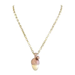 Modern, Pre-Owned Rose Gold and Yellow Gold Acorn Pendant on Yellow Gold Chain