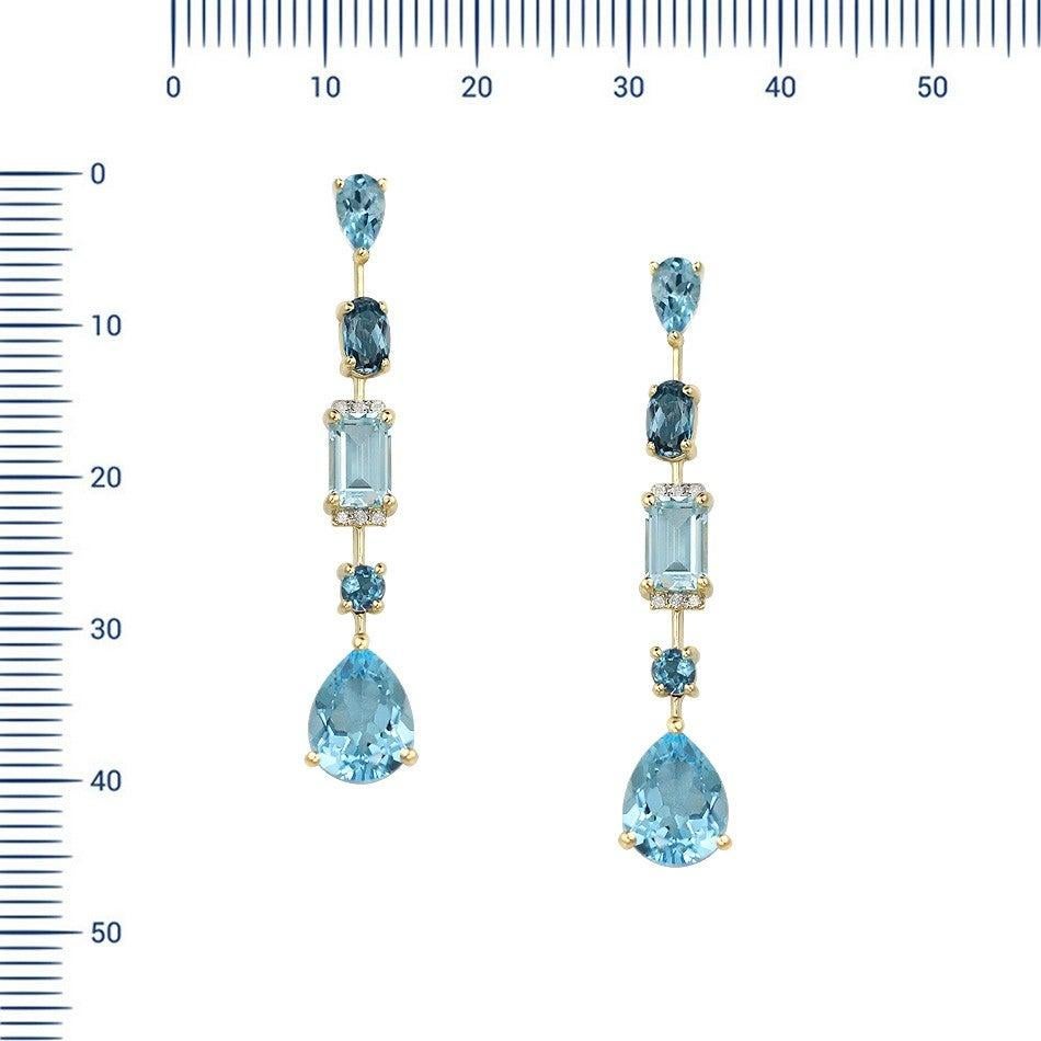 Modern Precious Diamond Topaz Fabulous Yellow Gold Earrings In New Condition For Sale In Genève, GE
