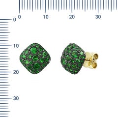 Orecchini moderni in oro giallo con diamanti preziosi e tsavorite