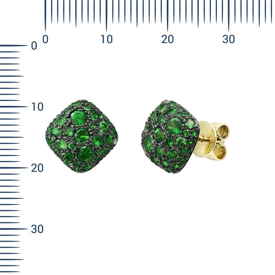 Modern Precious Diamond Tsavorite Yellow Gold Earrings In New Condition For Sale In Montreux, CH