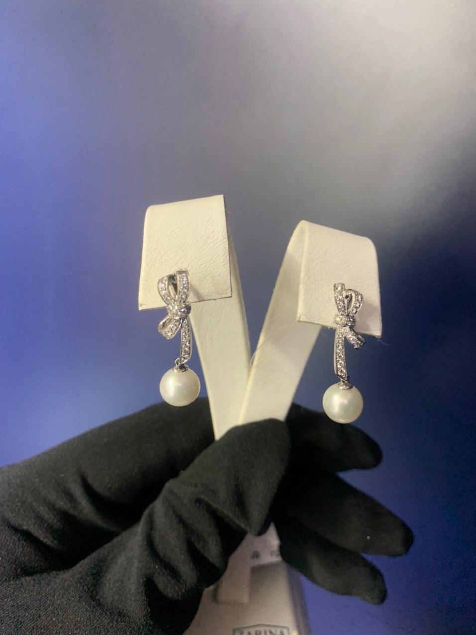 Modern Precious Pearl Diamond Fabulous White Gold Dangle Earrings In New Condition For Sale In Montreux, CH