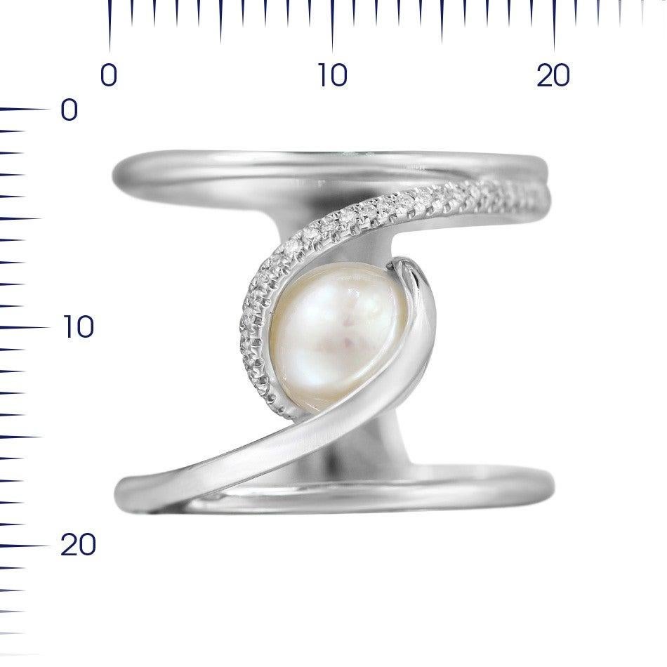 Modern Precious Pearl Diamond Fabulous White Gold Ring In New Condition For Sale In Montreux, CH