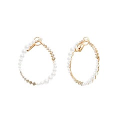 Pendientes modernos de perlas preciosas diamantes fabulosos de oro amarillo de 18 quilates