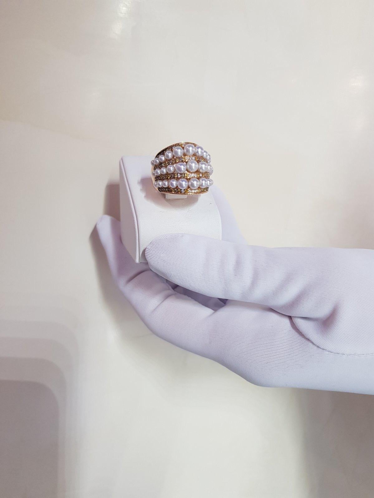 Modern Precious Pearl Diamond Fabulous Yellow Gold 18 Karat Necklace For Sale 1