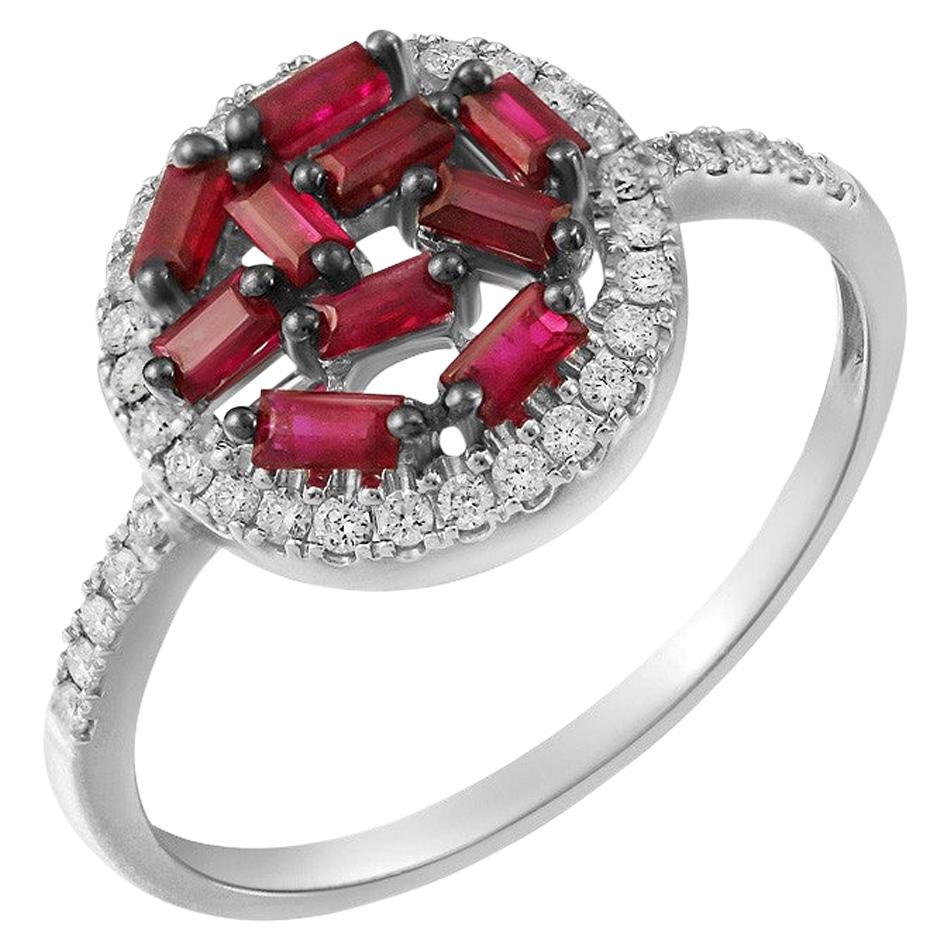 Modern Precious Ruby White Diamond Fabulous Chick White Gold Every Day Ring For Sale