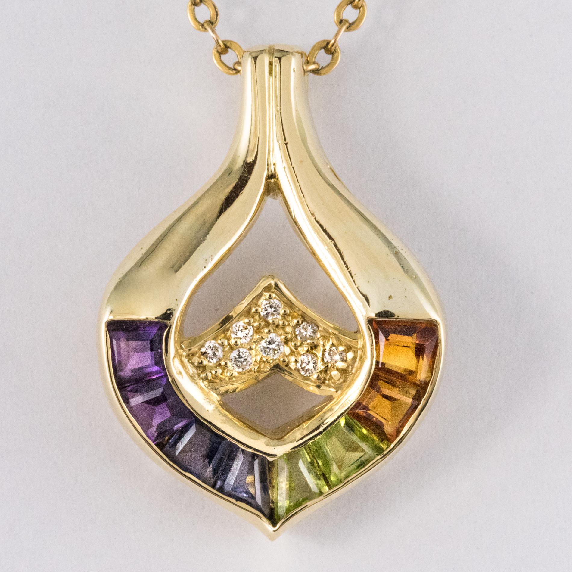 Modern Precious Stones 18 Karat Yellow Gold Pendant 4