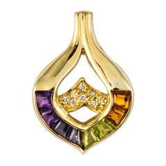 Modern Precious Stones 18 Karat Yellow Gold Pendant