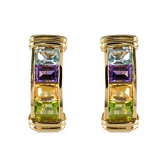 Modern Precious Stones 18 Karat Yellow Gold Stud Earrings