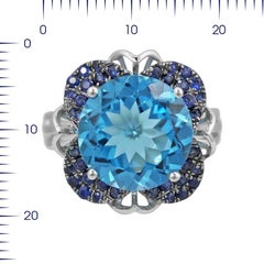 Modern Precious Topaz Blue Sapphire Fabulous White Gold Ring