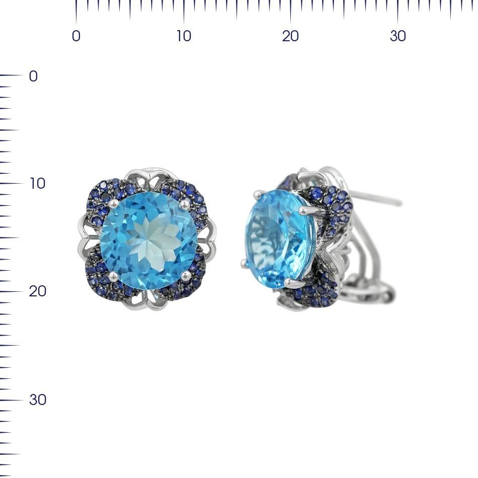 Women's Modern Precious Topaz Blue Sapphire Fabulous White Gold Ring For Sale