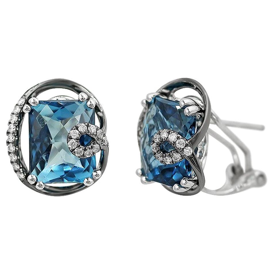 Modern Precious Topaz Diamond Fabulous White Gold Earrings For Sale