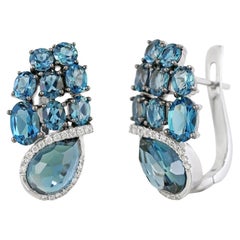 Modern Precious Topaz Diamond Fabulous White Gold Earrings