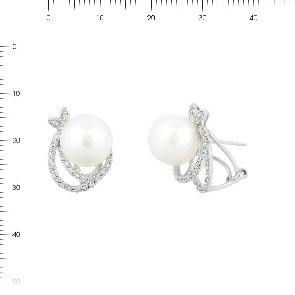 Bague moderne en or blanc fabuleuse avec perles blanches précieuses et diamants Pour femmes en vente