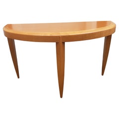 Modern Primavera Mahogany Satinwood Demilune Console Table