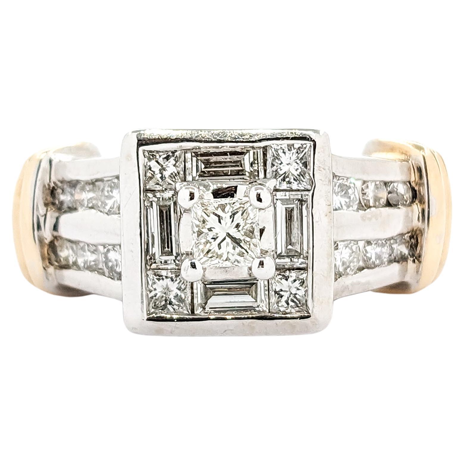 Modern Princess, Baguette & Round Diamond Engagement Ring