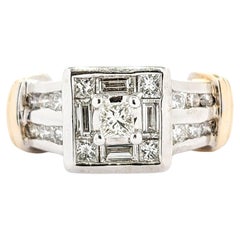 Retro Modern Princess, Baguette & Round Diamond Engagement Ring